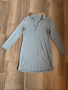 Frank & Eileen Dusty Blue Long Sleeve Polo Tunic